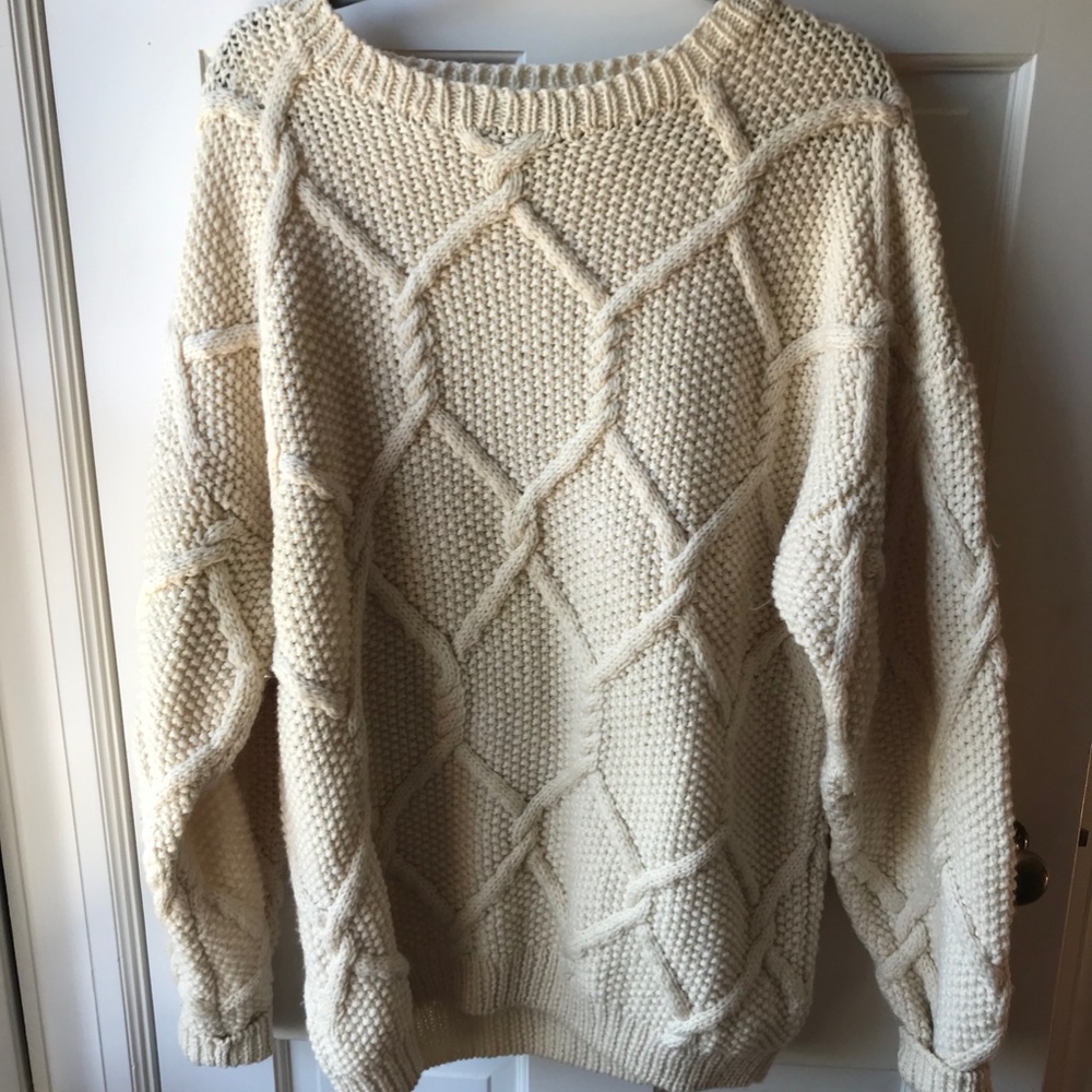 Vintage White Textured Sweater
